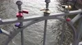 4k Pan view Padlocks at a bridge in the Hamburg harbour 4k or 4k+ Resolution