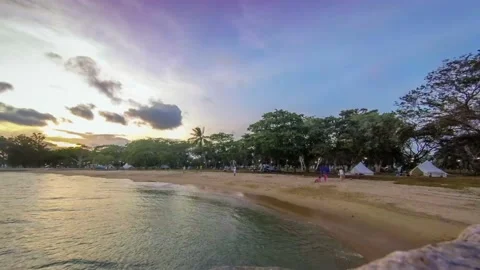4K Paning Sunset Beach Timelapse : Singapore - East Coast Park Stock Footage 149906487