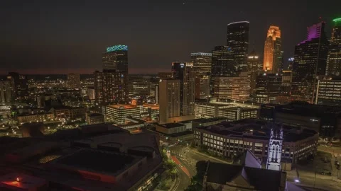4K Panning Aerial Hyper lapse of Minneapolis Night Skyline From The South Stock Footage 250513177