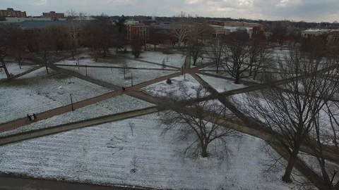4K PANNING DRONE SHOT OF THE OVAL, OHIO STATE'S STUDENT HANGOUT Video stock 101813697