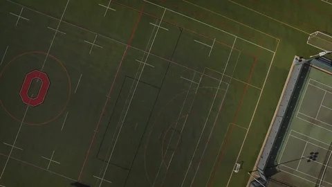 4K PANNING DRONE SHOT; RPAC FIELDS; OHIO STATE UNIVERSITY; COLUMBUS OHIO Stock Footage 103828892