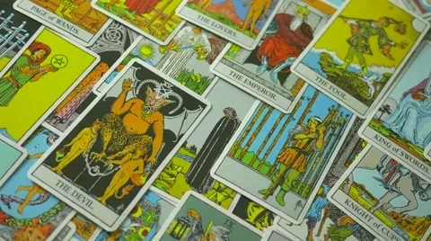 4K Panning Over Tarot Deck Stock Footage 53206642