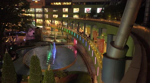 4k panning shot across the open courtyard of a mall in Japan near Chirstmas Stock Footage 47167651