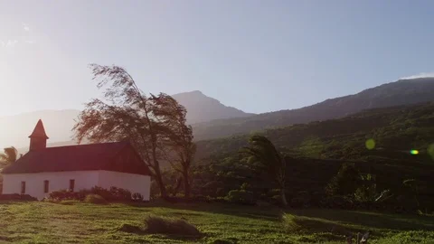 4K: Panning Shot of Secluded Chappel with Light Leaks and Flares, Beautiful. Stock Footage 73015438