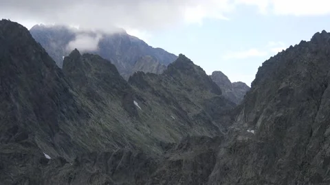 4k Panning shot of sharp rock faces, High Tatras, Slovakia. Stock Footage 168346829