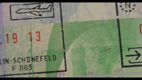 4K Panning shot of Visa Entry Stamp in Passport - EU European Union Stock Footage 270962419