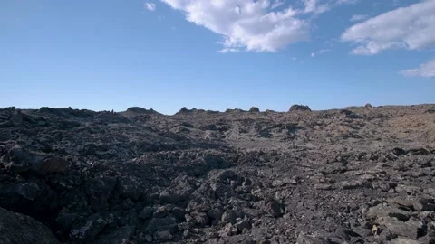 4k Panning shot of volcanic igneous rocks. Timanfaya National Park Video stock 154553387