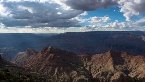 4k Panning Time Lapse of Light Rays Across Grand Canyon Stock Footage 78653179