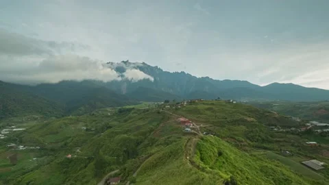 4K panning time lapse Mount Kinabalu view from Kundasang Stock Footage 143301692