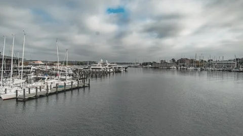4K Panning Timelapse; Clouds Over River, Annapolis, Maryland USA Stock Footage 111613755
