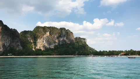 4K Panorama view of Railay beach in Krabi Thailand Stock Footage 137066328