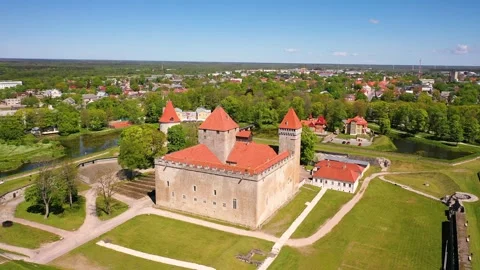 4K panoramic aerial video from flying drone to Kuressaare Castle 動画素材 276902867