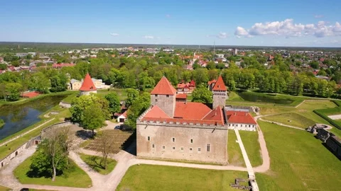 4K panoramic aerial video from flying drone to Kuressaare Castle Видео 276902870
