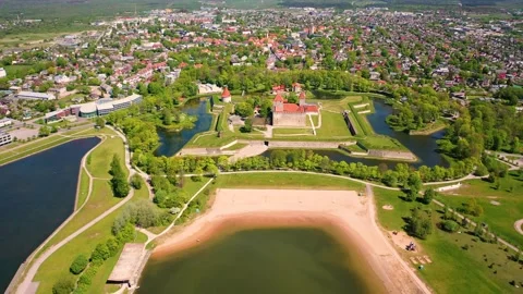 4K panoramic aerial video from flying drone to Kuressaare Castle Stock Footage 276902932