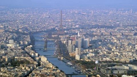 4K Panoramic aerial view Paris city Stock Video Pond5
