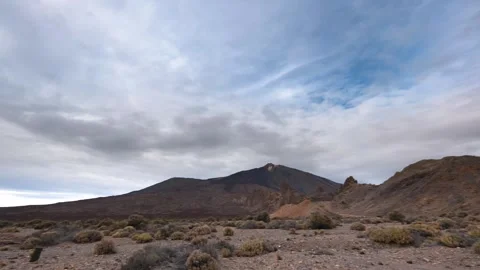 4K Panoramic Time Lapse of Ucanca Valley and Roques de Garcia, Teide National Pa Stock Footage 319958433