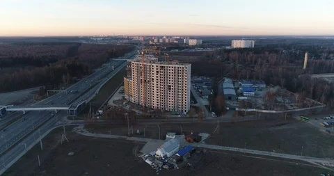4k Panoramic video of the building under construction in New Vatutinki district, Stock Footage 100463116