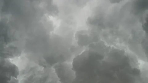 4k, panoramic view of a cloudscape of a sky with a gloomy dark storm clouds Stock Footage 339369110