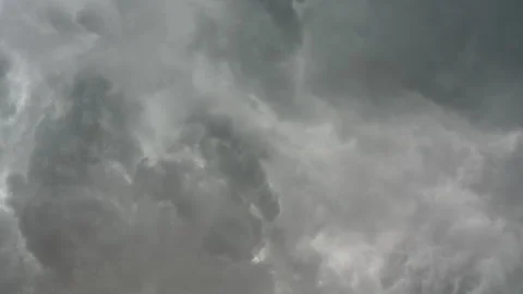4k, panoramic view of a cloudscape of a sky with a gloomy dark storm clouds Stock Footage 339369147