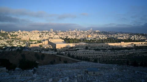 4K Panoramic view of Jerusalem's Old City Stock Footage 138450813