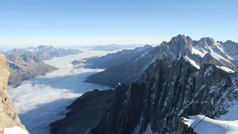 4k A panoramic view of the Mont Blanc from Aiguille du Midi timelapse 库存影片 87327900