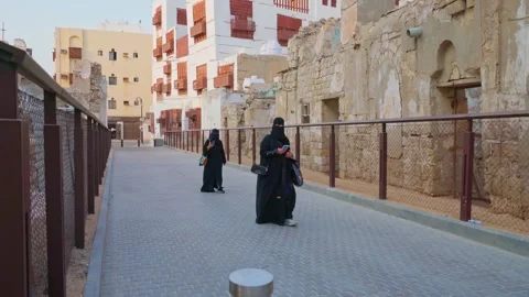 4k, panoramic views of the ruins of the old city of Jeddah, Saudi Arabia Stock Footage 248235792