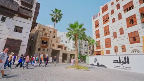 4k, panoramic views of the streets of the old city of Jeddah, Saudi Arabia Vídeos de archivo 248235506