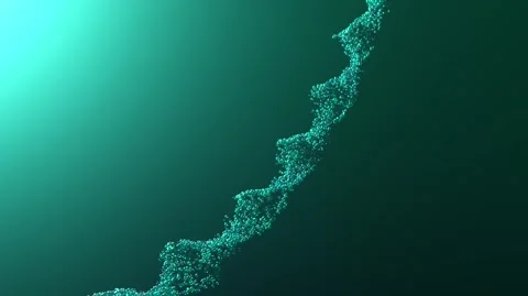 4K Particle DNA Double Helix Digital Graphic Rendering Teal Background Видео 339273954