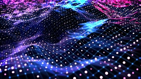 4k particle landscape background red blue points grid Video stock 204838863