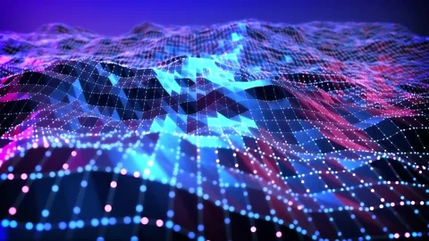 4k particle landscape background red blue points grid Vídeos de archivo 204838864