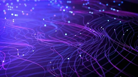 4k particle waves with animated light spheres in abstract space environment Vídeos de archivo 209186007