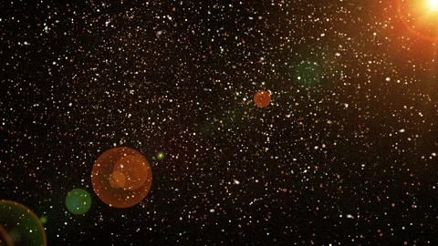 4K particles flying upwards with moving light. Stock Footage 296165163