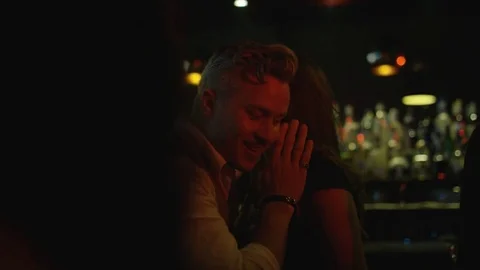 4K Party Crowd Dancing &amp; Having Fun In Nightclub, Couple Chatting &amp; Flirting Stock Footage 75784432