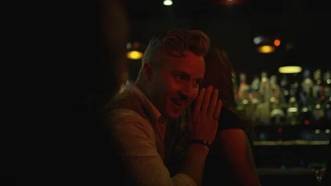 4K Party Crowd Dancing &amp; Having Fun In Nightclub, Couple Chatting &amp; Flirting Stock Footage 75784884