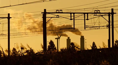 4k Passenger train passing by at dusk. Stock Footage 66492646
