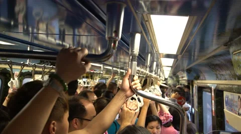 4K, Passengers at rush hour are standing in the metro of Taipei, Taiwan-Dan Stock Footage