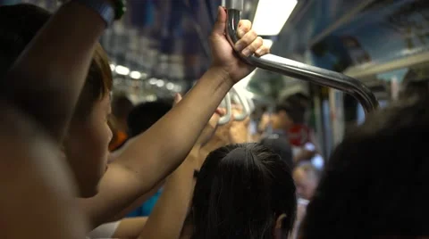 4K, Passengers at rush hour are standing in the metro of Taipei, Taiwan-Dan Stock Footage