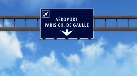 4K Passing Paris Charles De Gaulle France Highway Airport Sign with Matte 2 s Stock-Footage 55715057