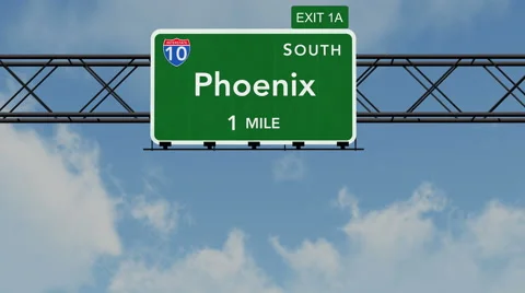 4K Passing Phoenix Interstate Highway Sign with Matte 1 neutral Video stock 47063026