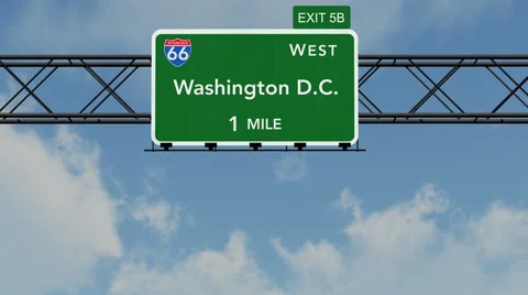4K Passing Washington DC Interstate Highway Sign with Matte 1 neutral Stock-Footage 46797548