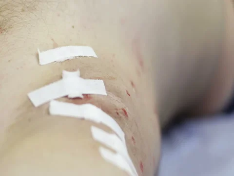 4K The patch is on the wounds. Stock Footage 73396220