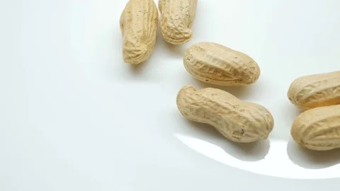 4k. peanuts in the shell rotate in left side, close-up Stock Footage 82632986