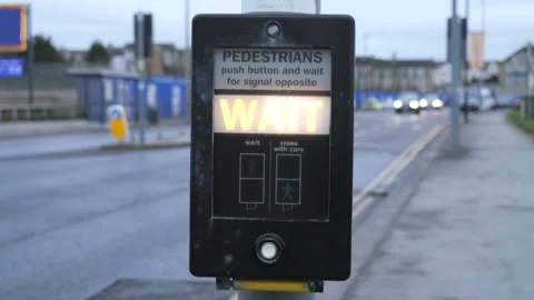 4K: A Pedestrian Crossing in the UK. The button is pressed and you wait. Stock Footage 326059734