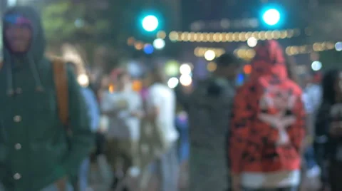 4K People walk by as man hands out cd's 6th street during SXSW in Austin, Texas Stock Footage 51110657