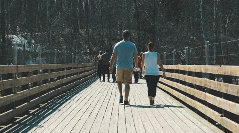 4K - People walking on bridge Stock Footage 62333019