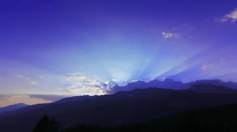 4K Perfect sunset behind clouds - Golden hours endless summer timelapse Stock Footage 55767943