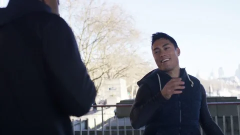 4K Personal trainer encouraging man as he completes an exercise Stock Footage 71945397