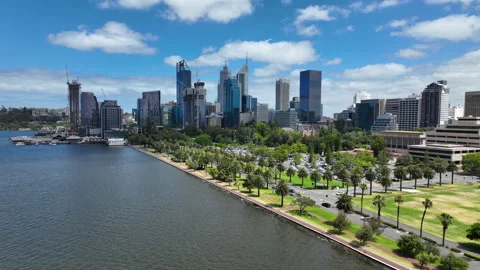 4K Perth CBD Drone Day Stock Footage 166884358