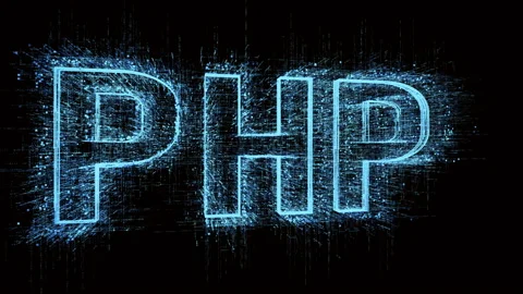 4k PHP Programming language word tag cloud,binary computer code. Stock Footage 107954965
