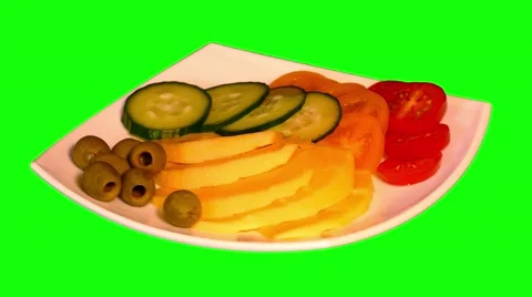4k pieces – cheese, tomatoes, cucumbers, olives Stock Footage 50020522